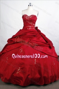 Wine Red Simple Ball Gown Sweetheart Beading And Pick-ups Quinceanera Dresses