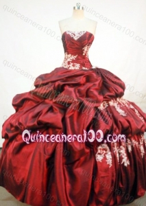Wonderful Ball Gown Strapless Quinceanera Dresses With Appliques And Pick-ups