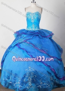 Exquisite Blue Ball Gown Sweetheart Beading And Ruffles Quinceanera Dress
