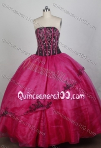Fashionable Hot Pink Ball Gown Strapless Beading Quinceanera Dresses
