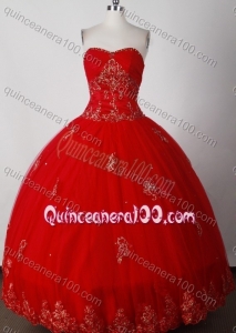 Formal Red Ball Gown Strapless Quinceanera Dress with Beading
