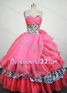 Luxurious Ball Gown Sweetheart Hot Pink Ruffled Layers and Beading Quinceanera Dress