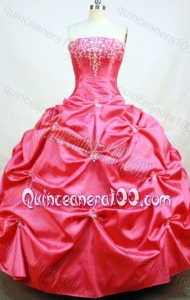 Popular Strapless Ball Gown Appliques with Beading Quinceanera Dress in Hot Pink