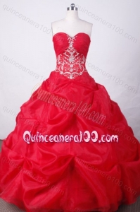 Sweet Ball Gown Sweetheart Red Beading And Pick-ups Quinceanera dress