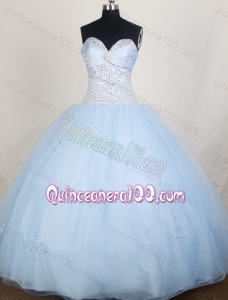 Appliques Light Blue Ball Gown Sweetheart Quinceanera Dresses