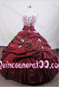 Beautiful Ball Gown Appliques and Pick-ups Sweetheart Wine Red Quinceanera Dresses