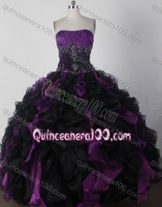 Brand New Colorful Ball Gown Strapless Beading and Ruffles Quinceanera Dress