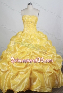 Brand New Yellow Ball gown Strapless Beading Quinceanera Dresses