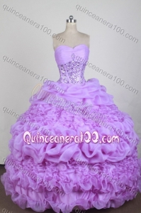 Exquisite Lilac Ball Gown Sweetheart Beading And Ruffles Quinceanera Dresses