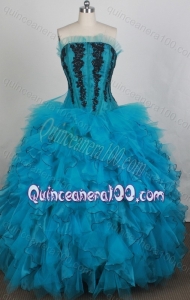 Gorgeous Ball gown Strapless Appliques Quinceanera Dresses in Teal