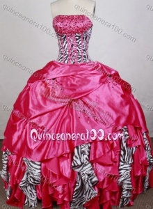 Gorgeous Hot Pink Ball Gown Strapless Beading and Pick-ups Quinceanera Dresses