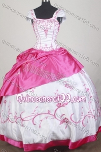 Luxurious Ball Gown Square Neck Embroidery Pink Quinceanera Dresses
