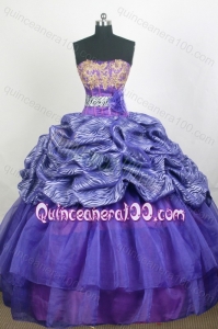 Purple Modest Appliques and Pick-ups Quinceanera Dresses Purple with Zebre