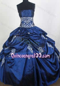 Royal Blue Strapless Full Lenght Quinceanera Dresses with Appliques
