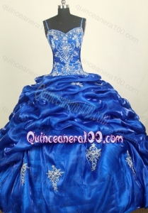 Royal Blue Spaghetti Straps Appliques with Beading Quinceanera Dressse