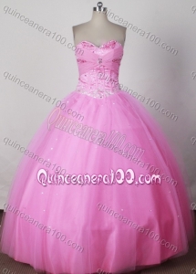 Sweet Ball Gown Sweetheart Beading Quinceanera Dress in Rose Pink