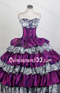 Sweetheart Ball Gown Colorful Appliques and Ruffled Layers Quiceanera Dresses
