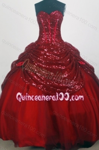 Sweetheart Ball Gown Red Sequins Quinceanera Dresses