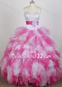 2014 Pretty Ball Gown Sweetheart Beading and Hand Made Flower Quinceanera Dresses