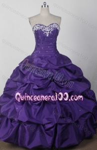 2014 Purple Beautiful Ball Gown Sweetheart Appliques Quinceanera Dresses