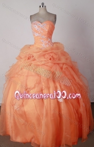 Beautiful Beading And Appliques Ball Gown Sweetheart Orange Quinceanera Dresses