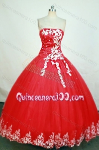 Gorgeous Red Ball Gown Strapless Appliques Quinceanera Dress