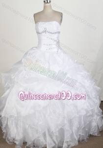 Perfect White Ball Gown Beading and Ruffles Quinceanera Dresses