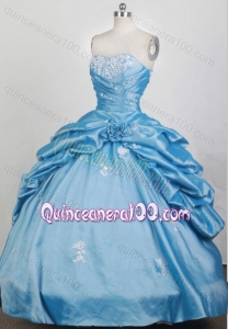 Pretty Sweetheart Beading and Appliques Quinceanera Dresses with Hand Made Flower