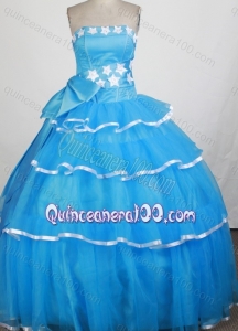 2014 Strapless Ball Gown Aqua Blue Quinceanera Dresses with Beading