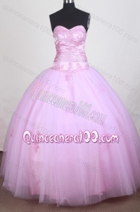 Baby Pink Sweetheart Appliques with Beading Quinceanera Dresses