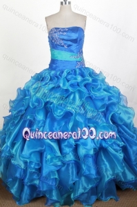 Royal Blue Ball Gown Sweetheart Appliques and Ruffles Quinceanera Dresses