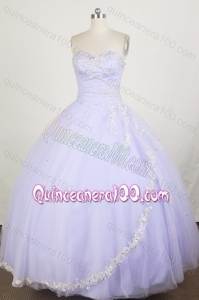 Sweetheart Appliques with Beading Ball Gown Lavender Quinceanera Dresses