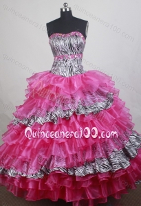 Wonderful Hot Pink Ball gown Sweetheart Beading and Ruffles Quinceanera Dresses