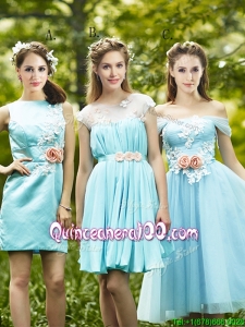 Most Popular Light Blue Dama Dress with Appliques for Spring