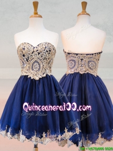 Fashionable Organza Applique with Beading Dama Dress in Royal Blue