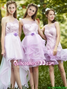 New Style Laced Lavender Tulle Dama Dress For Summer