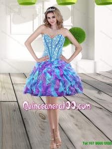 Elegant 2015 Beading and Ruffles Dama Dresses for Quinceanera Dress in Multi Color