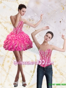 Wonderful 2015 Sweetheart Dama Dresses for Quinceanera with Beading and Ruffles