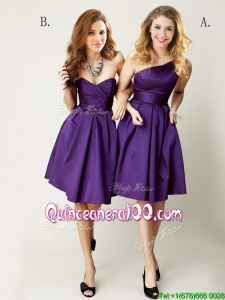 Top Selling Mini Length Ruching Dama Dress in Purple