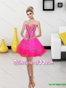 2015 Discount A Line Sweetheart Dama Dresses with Beading