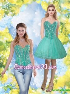 Discount 2015 Beading and Appliques Sweetheart Dama Dresses in Turquoise