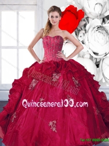 2015 Luxurious Sweetheart Beading and Ruffles Quinceanera Dresses with Appliques