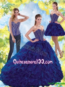 Luxurious Beading and Ruffles Sweetheart Ball Gown Quinceanera Dresses for 2015
