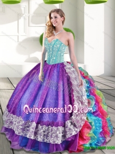 Trendy Sweetheart Multi Color Quinceanera Dresses with Beading and Ruffles