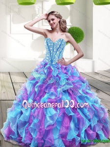 2015 New Arrival Sweetheart Multi Color Quinceanera Dresses with Beading and Ruffles