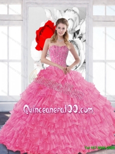 Plus Size 2015 Quinceanera Gowns with Beading and Ruffled Layers