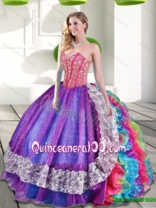 Pretty Sweetheart Beading and Ruffles 2015 Quinceanera Dresses in Multi Color