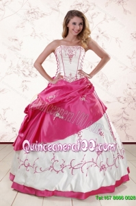 Luxurious Embroidery 16 Birthaday Party Dresses in White and Hot Pink