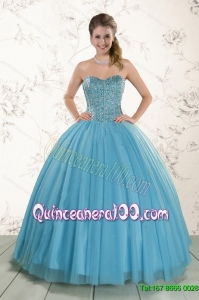 Brand New Style Ball Gown Beaded Quinceanera Dress in Baby Blue
