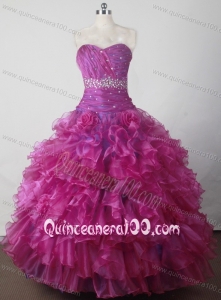 Gorgeous Beading and Ruffles Hand Made Flowers Little Girl Pageant Dress with Sweetheart